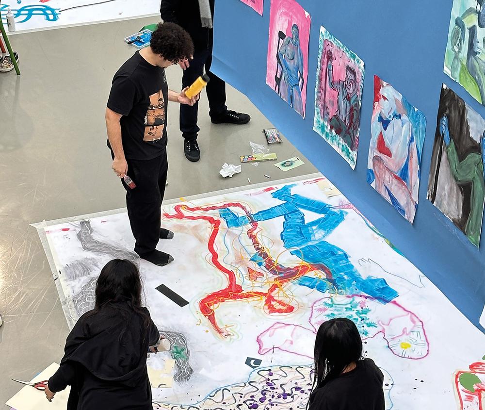 Students creating art