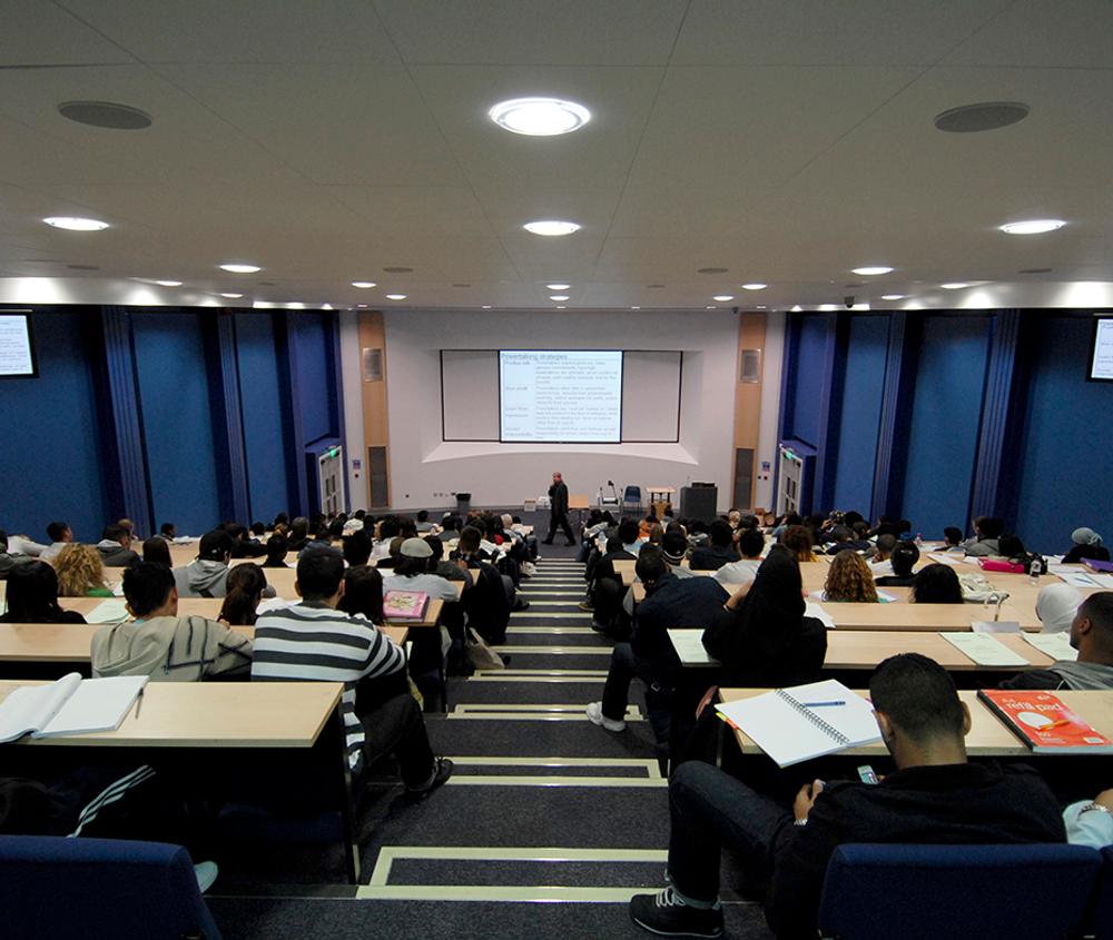 Students listening in Lecture Theatre