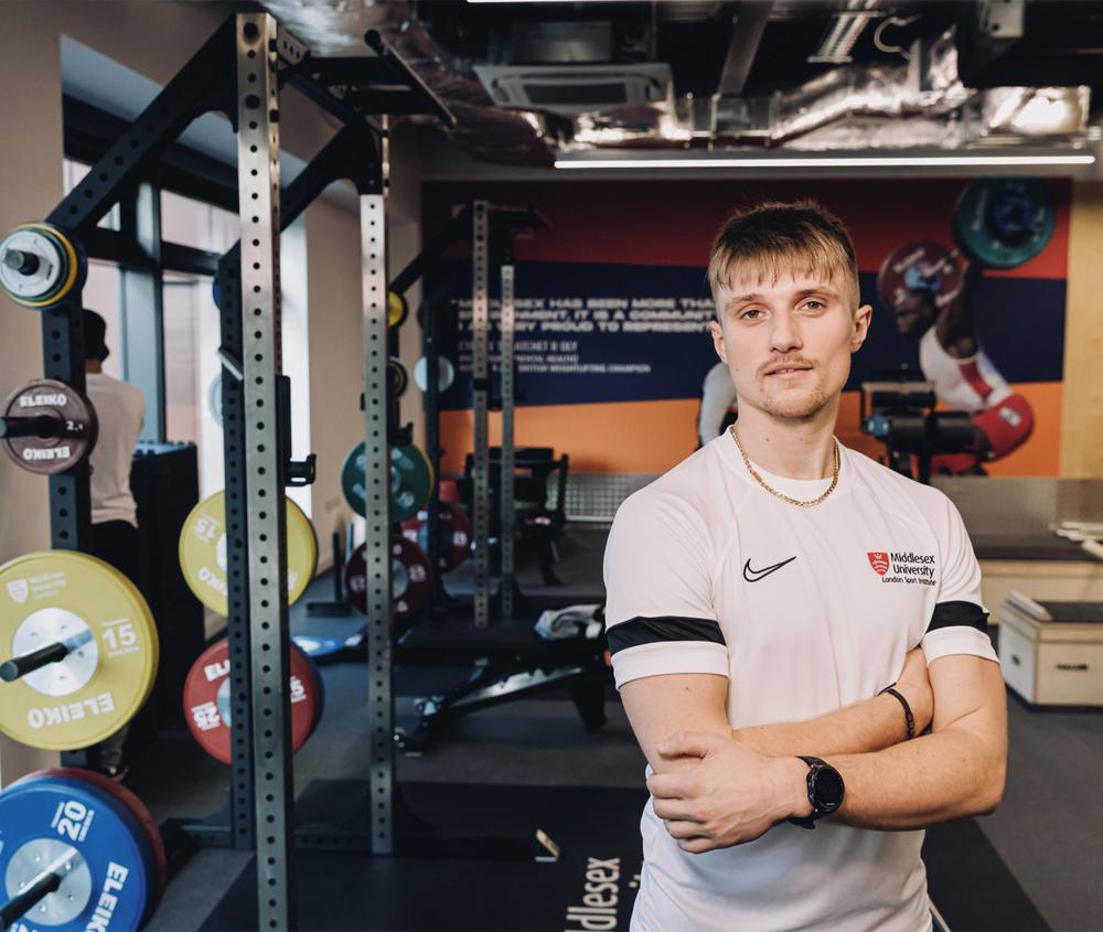 A student in the gym