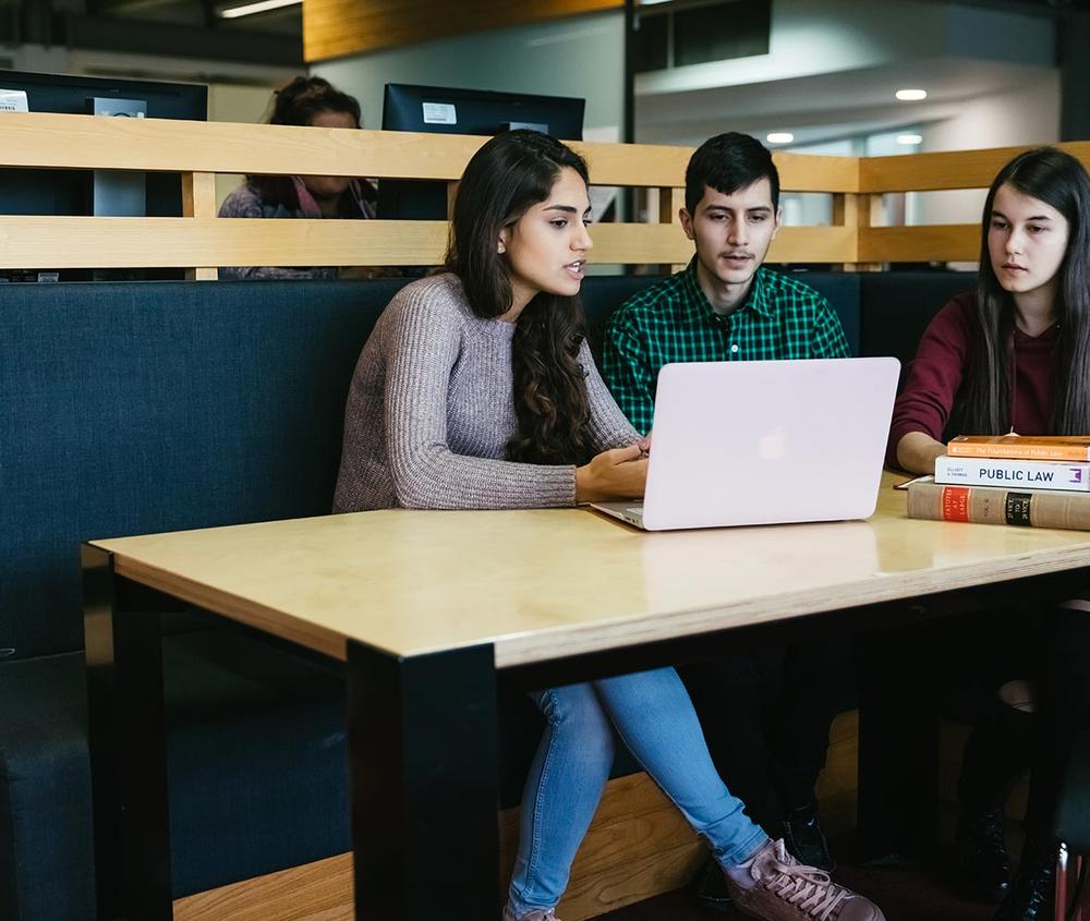 Students sat working in study space at Sheppard Library.