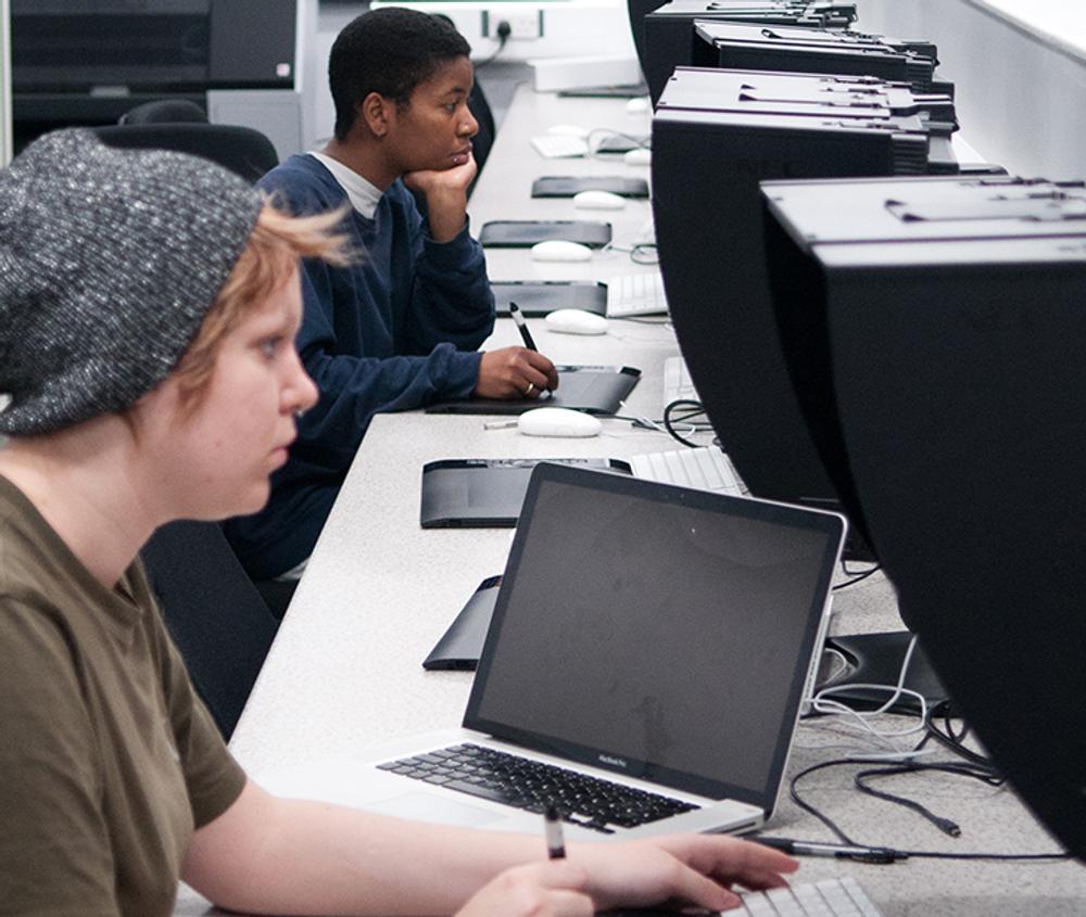 Students on computers