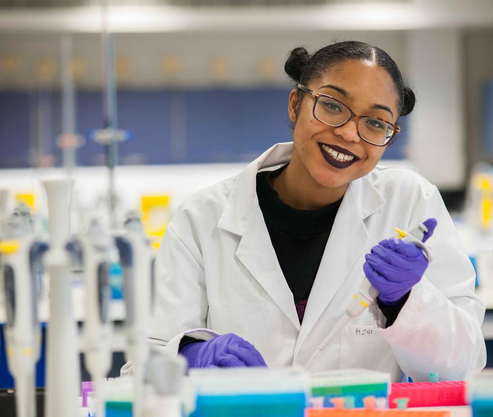 A student in a natural sciences lab