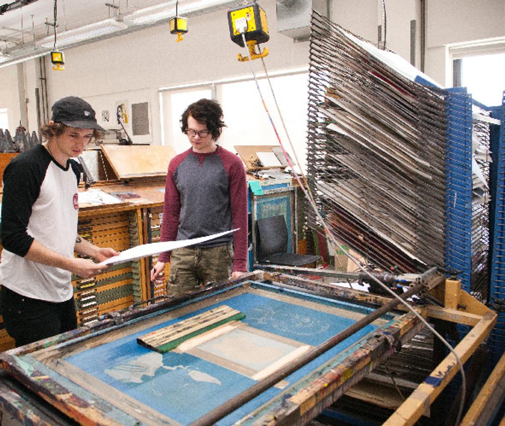 Students working in the workshop