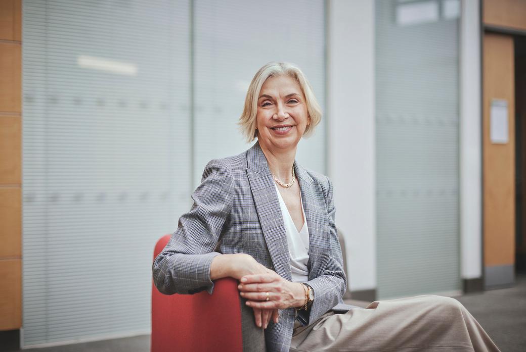 Vice-Chancellor Shân Wareing in a relaxed pose