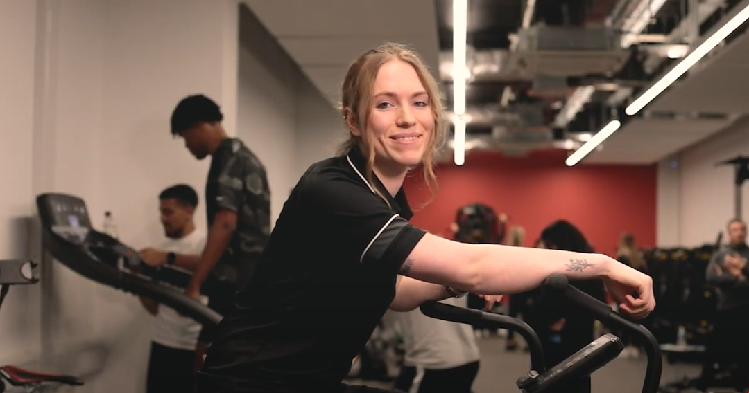Students working out in a gym
