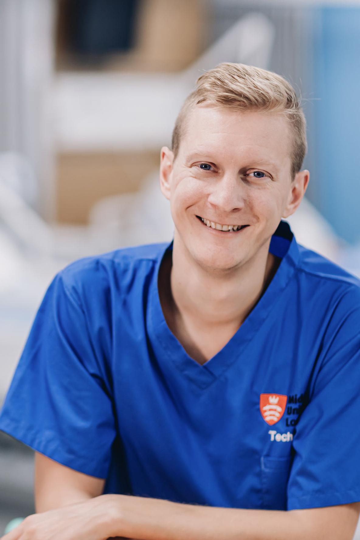 Student nurse on ward.