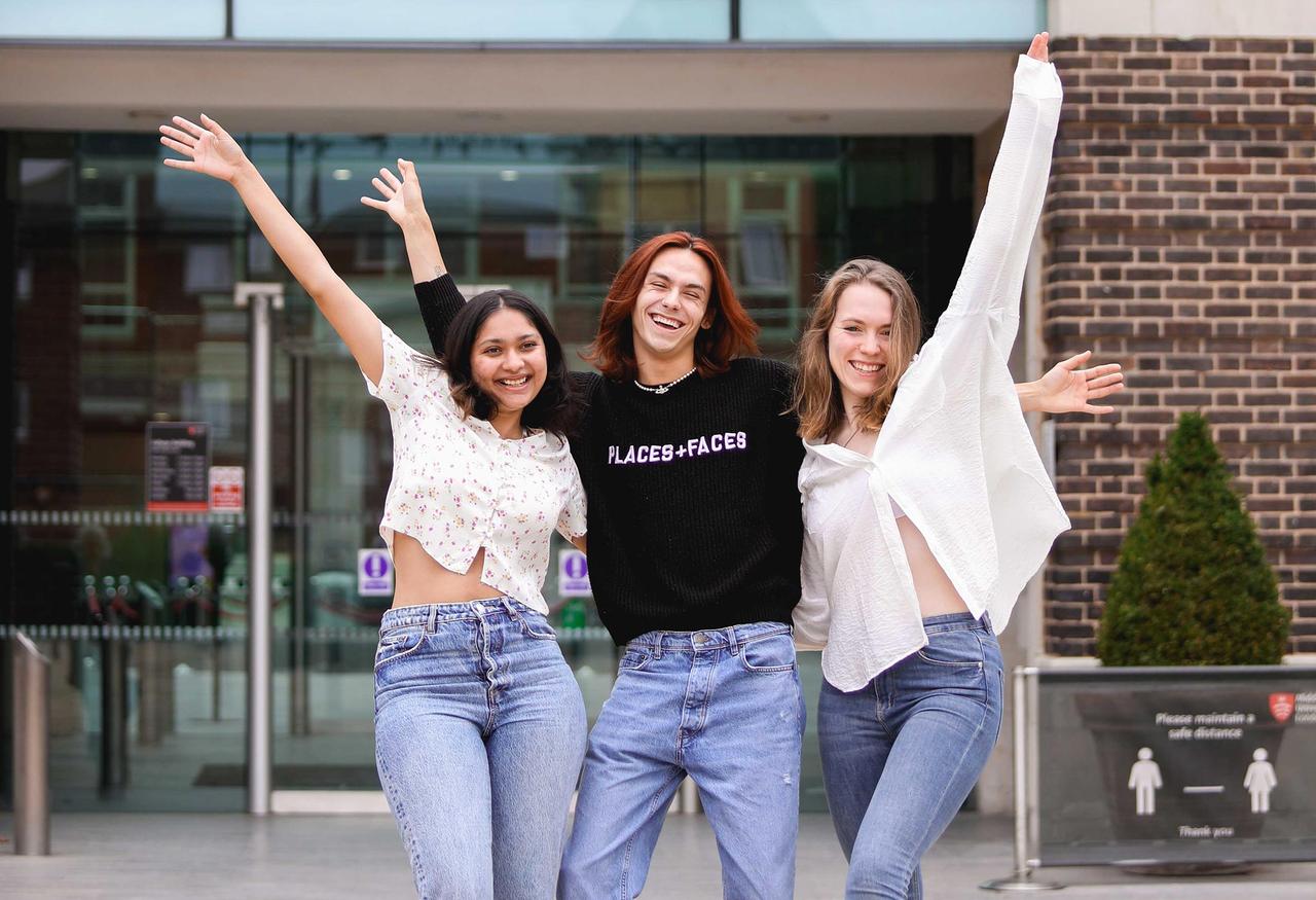 Group of students on campus at open day