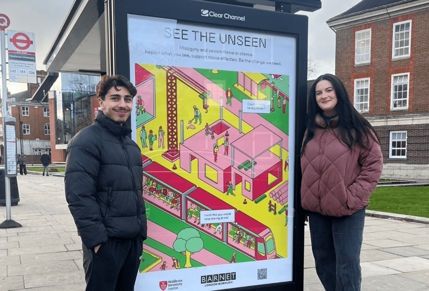 Students at bus stop
