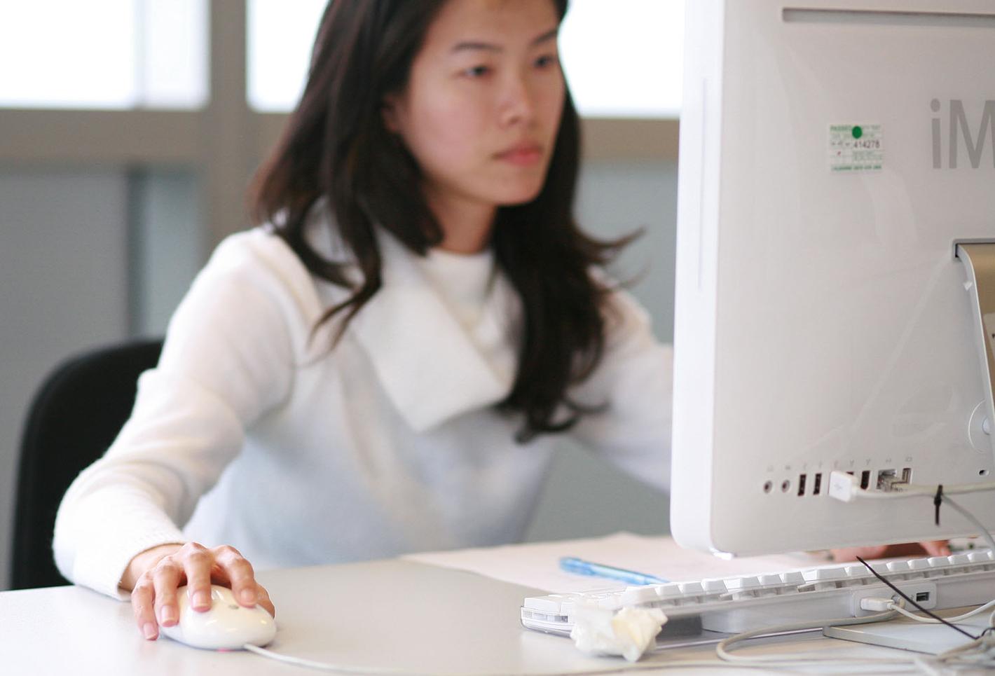 Middlesex student using computer