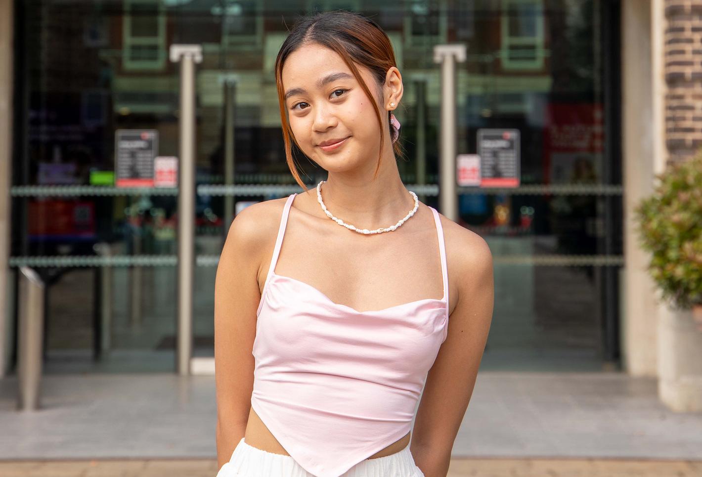 Female student outside campus