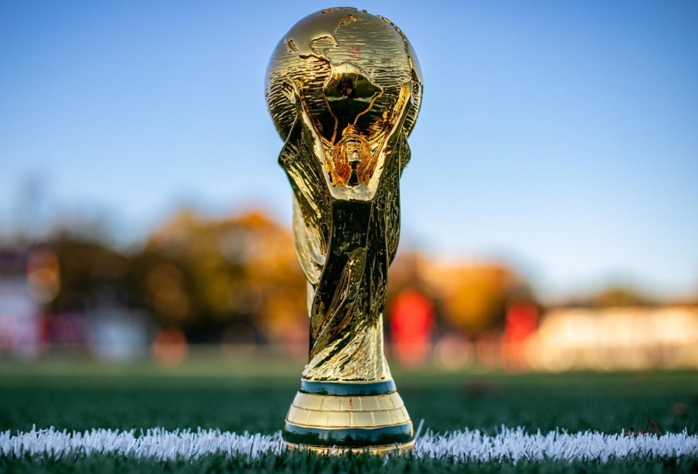 A picture of Qatar Football WC trophy