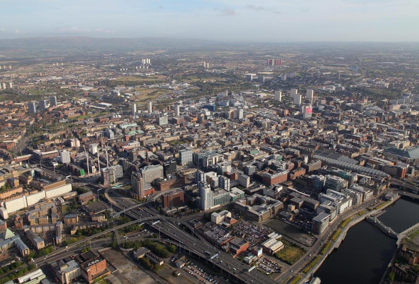 Overhead view of Glasgow city centre