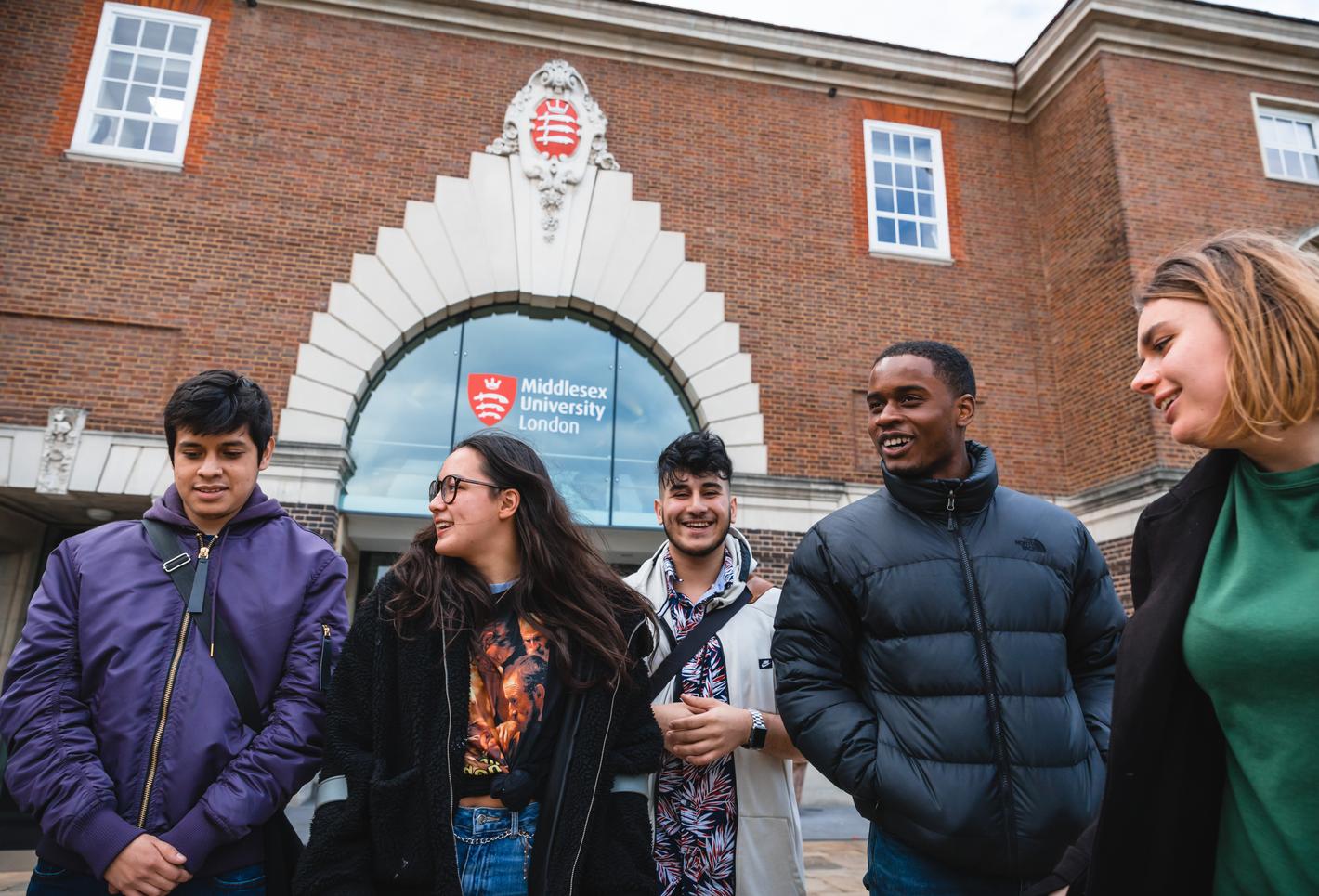 Mdx students outside the quad
