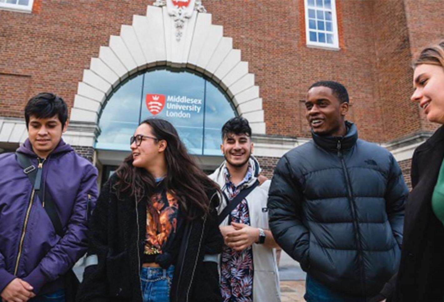 Students outside the quad entrance