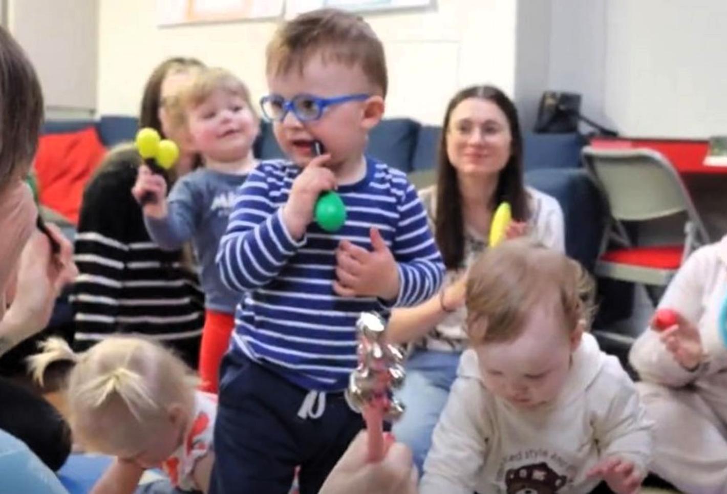 Ukrainian children at music therapy