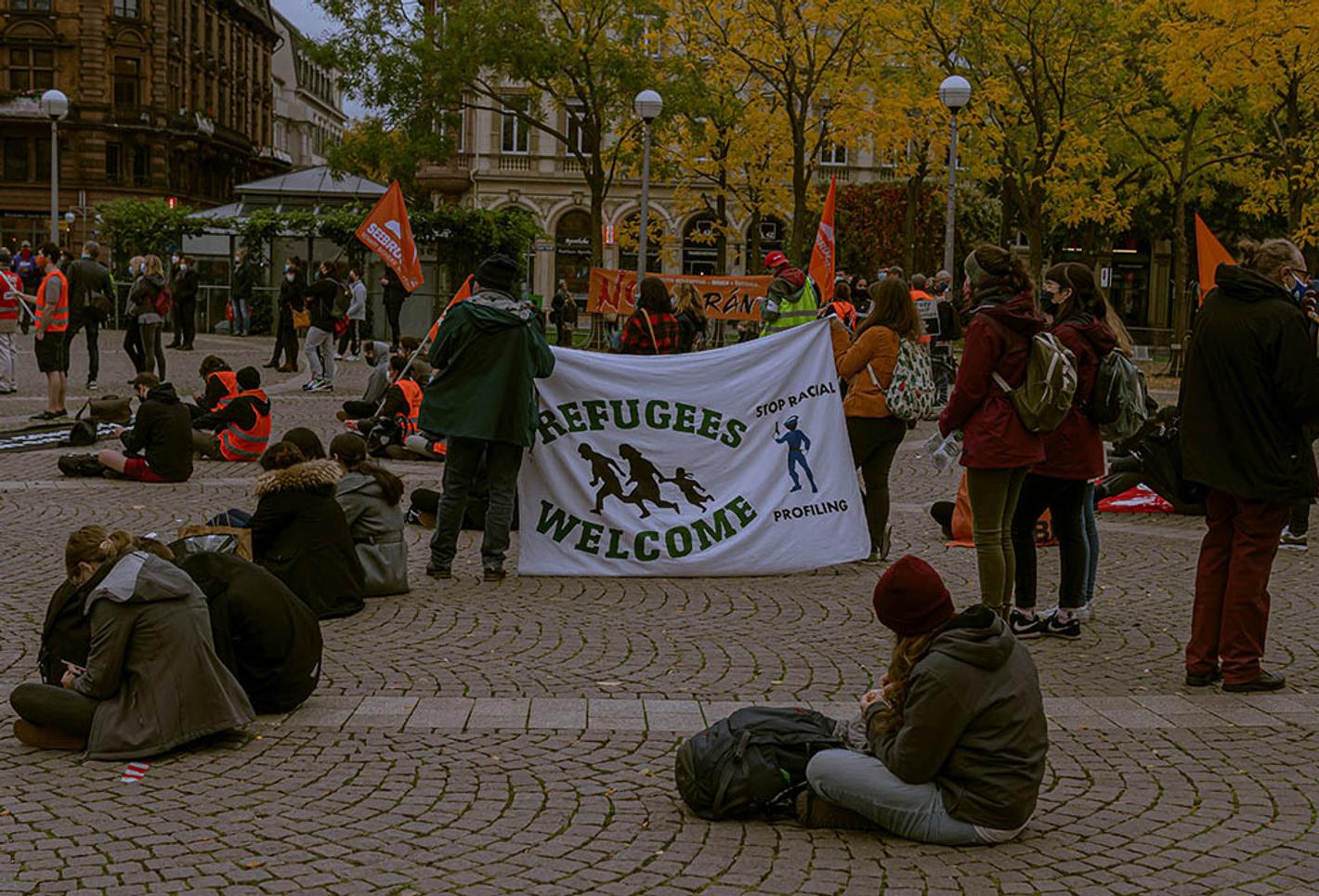 Protest against racism in the police in October 2000 in Germany