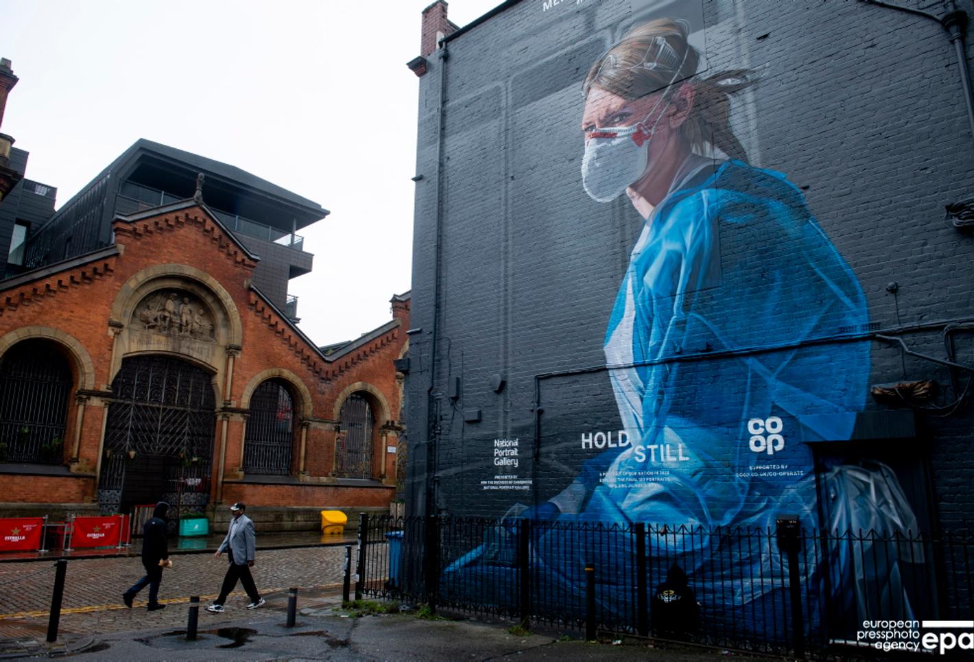 . A mural depicting a nurse, honouring frontline healthcare heroes.