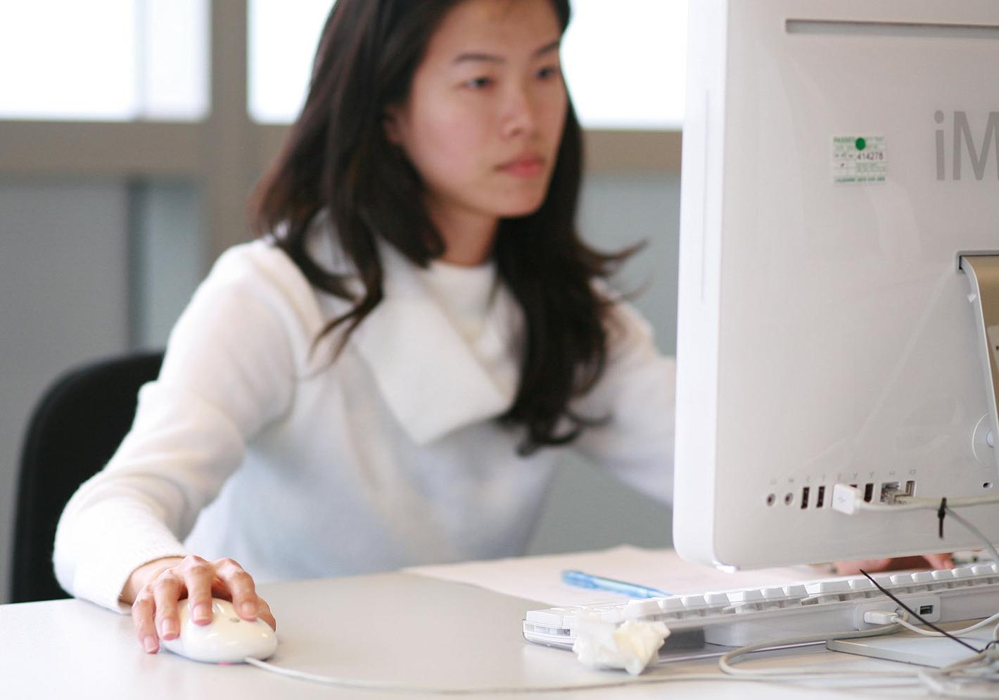 Middlesex student using computer
