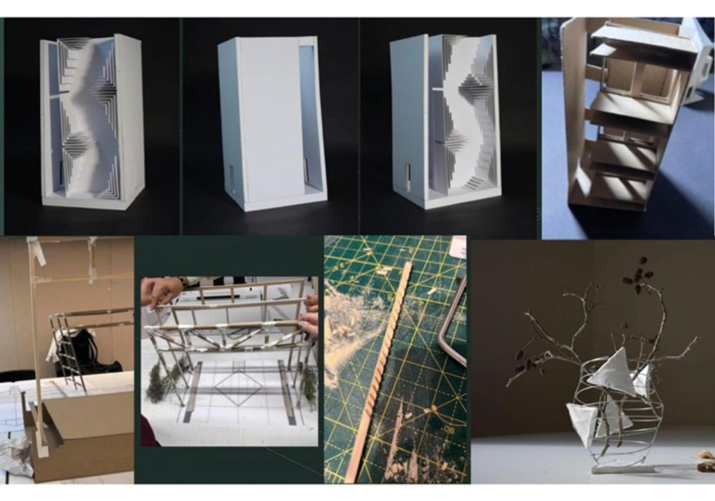 Examples of student work of large sculptures and 3D entities