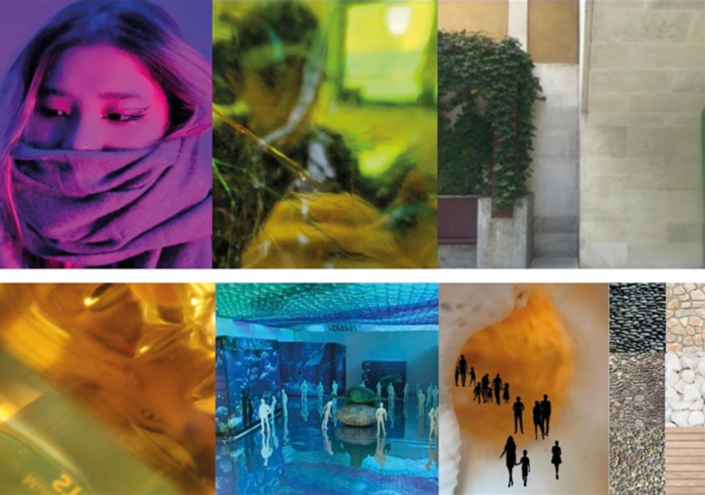 A collage of different photos from students, using different colour shades and showing a range of subjects from individuals to crowds to places