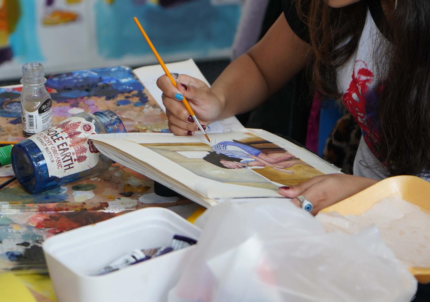 A student painting