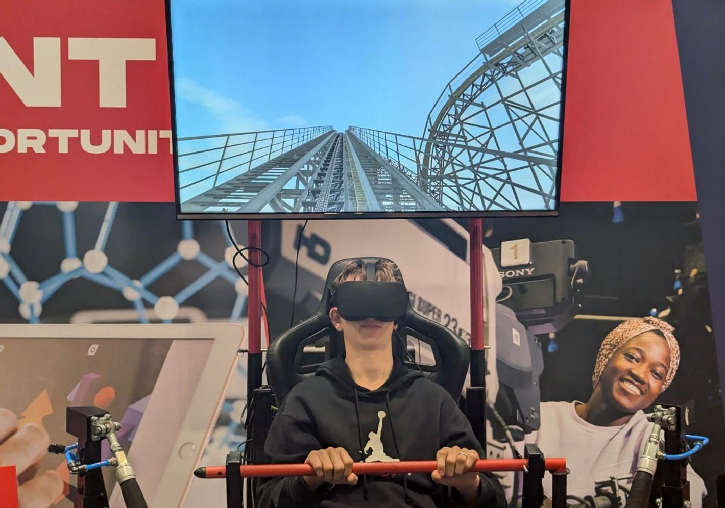 Student using VR at New Scientist event