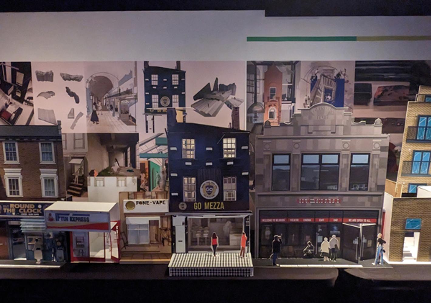 An architectural model of a street