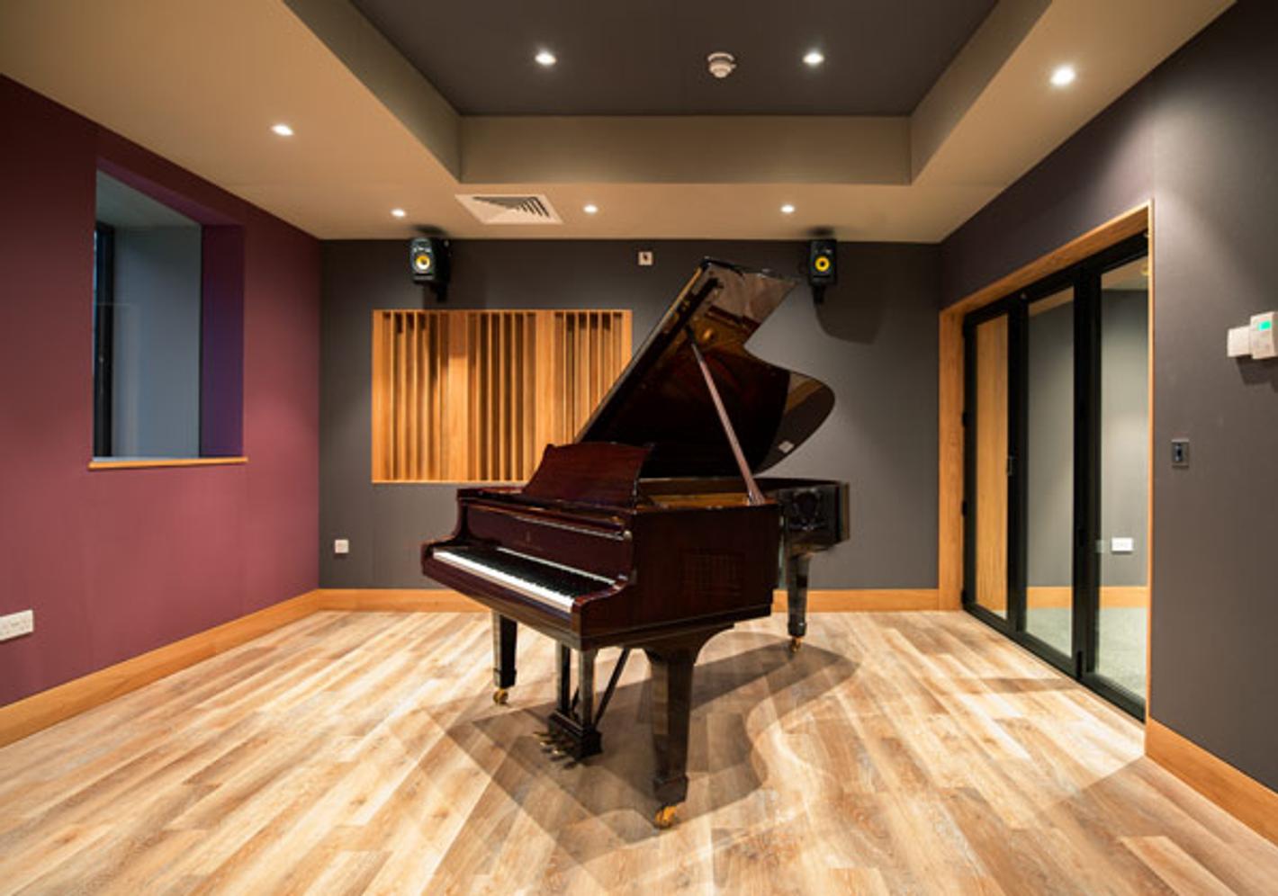 Piano in recording studio at Middlesex University