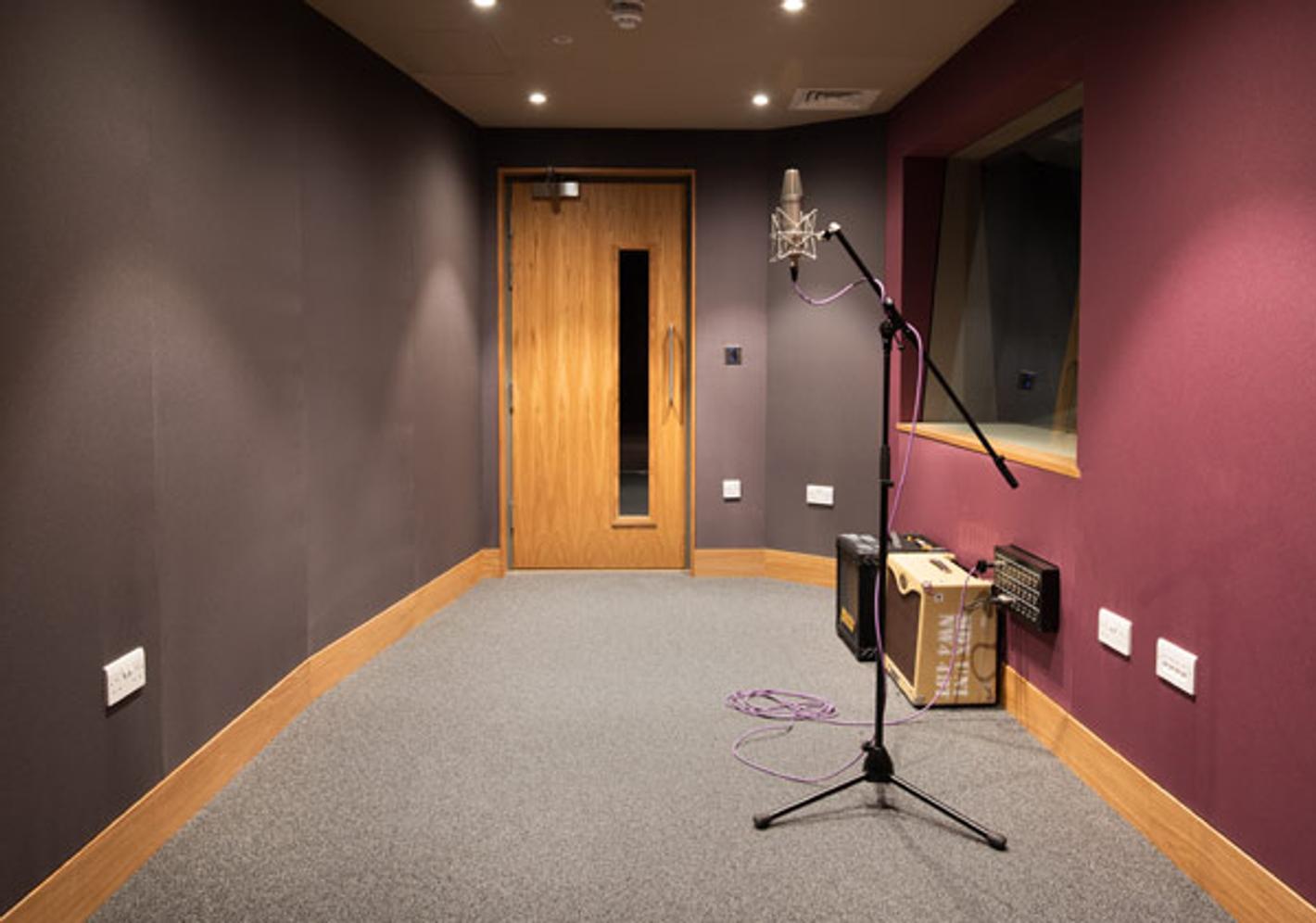 Mic in isolation recording studio at Middlesex University