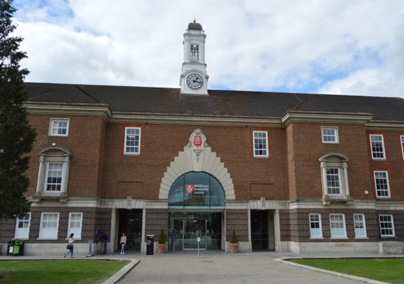 Middlesex University Campus on a sunny day with a blue sky