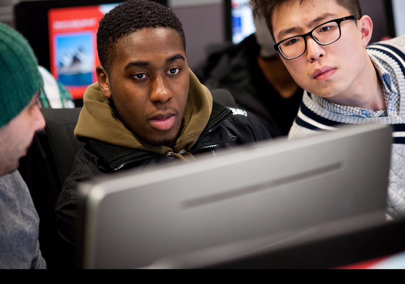 Students looking at a screen