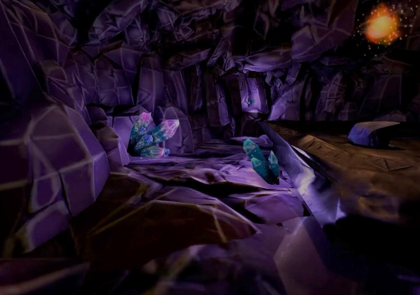 A still image of a game set in a dark cave