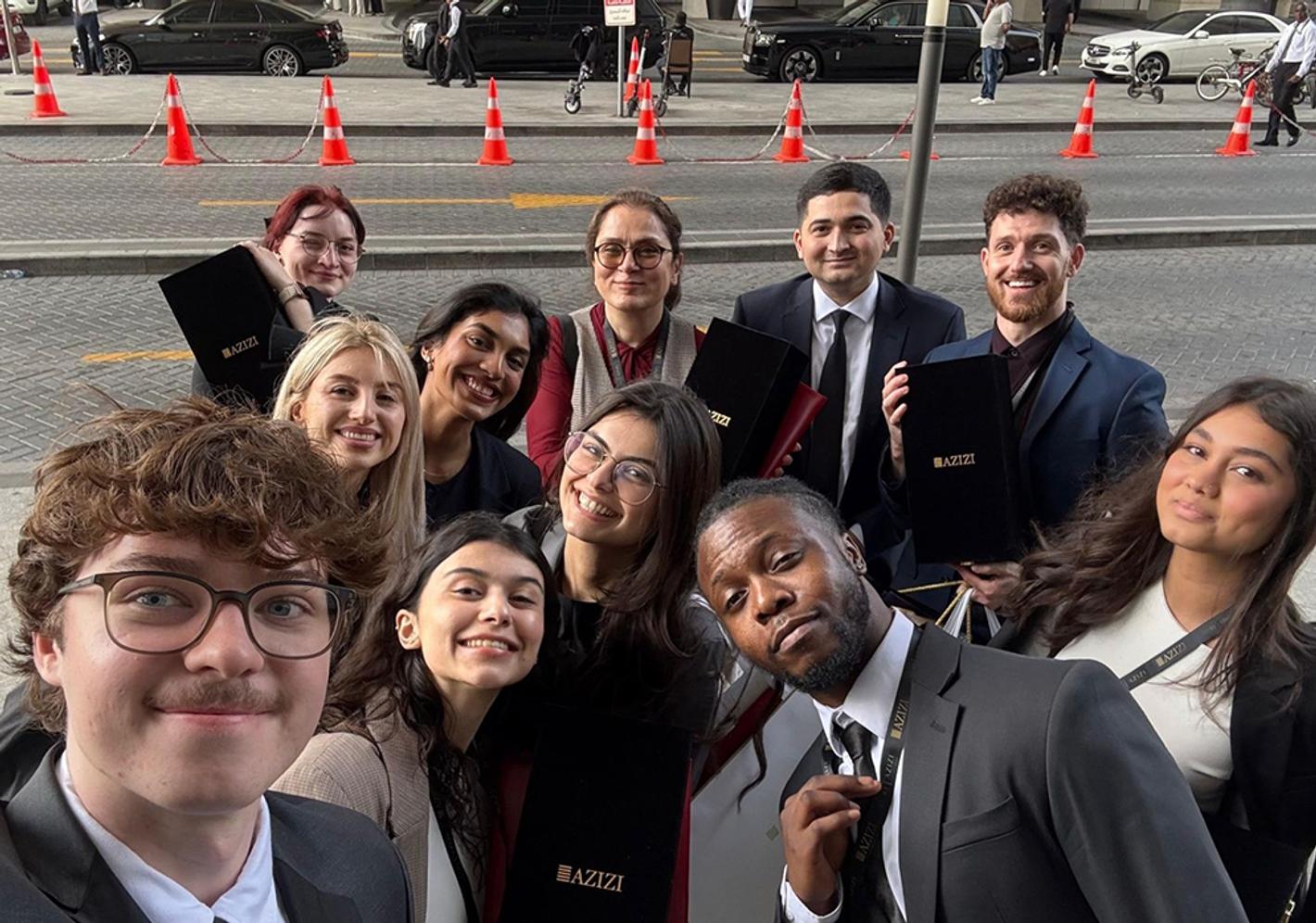 People take a selfie