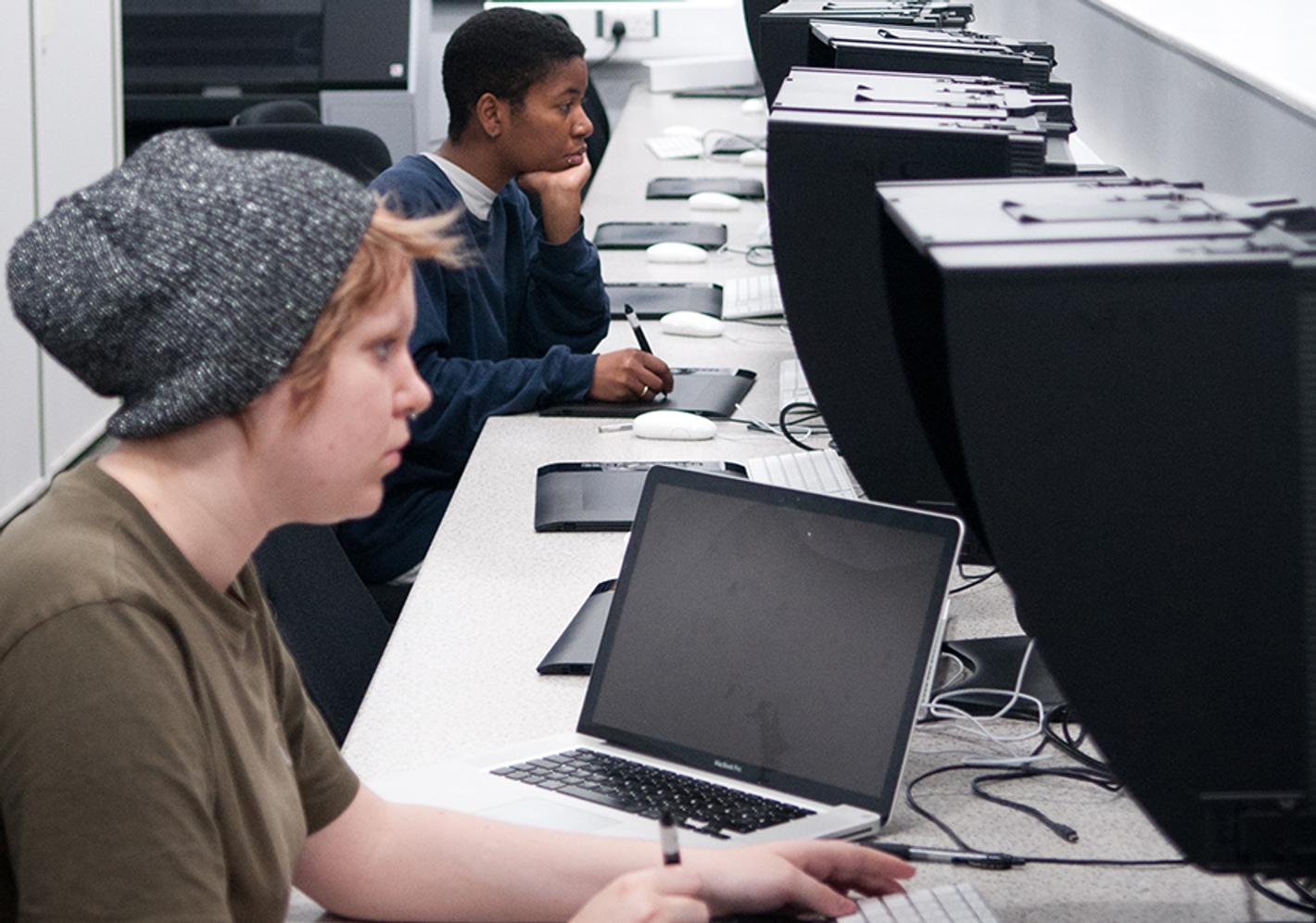 Students on computers