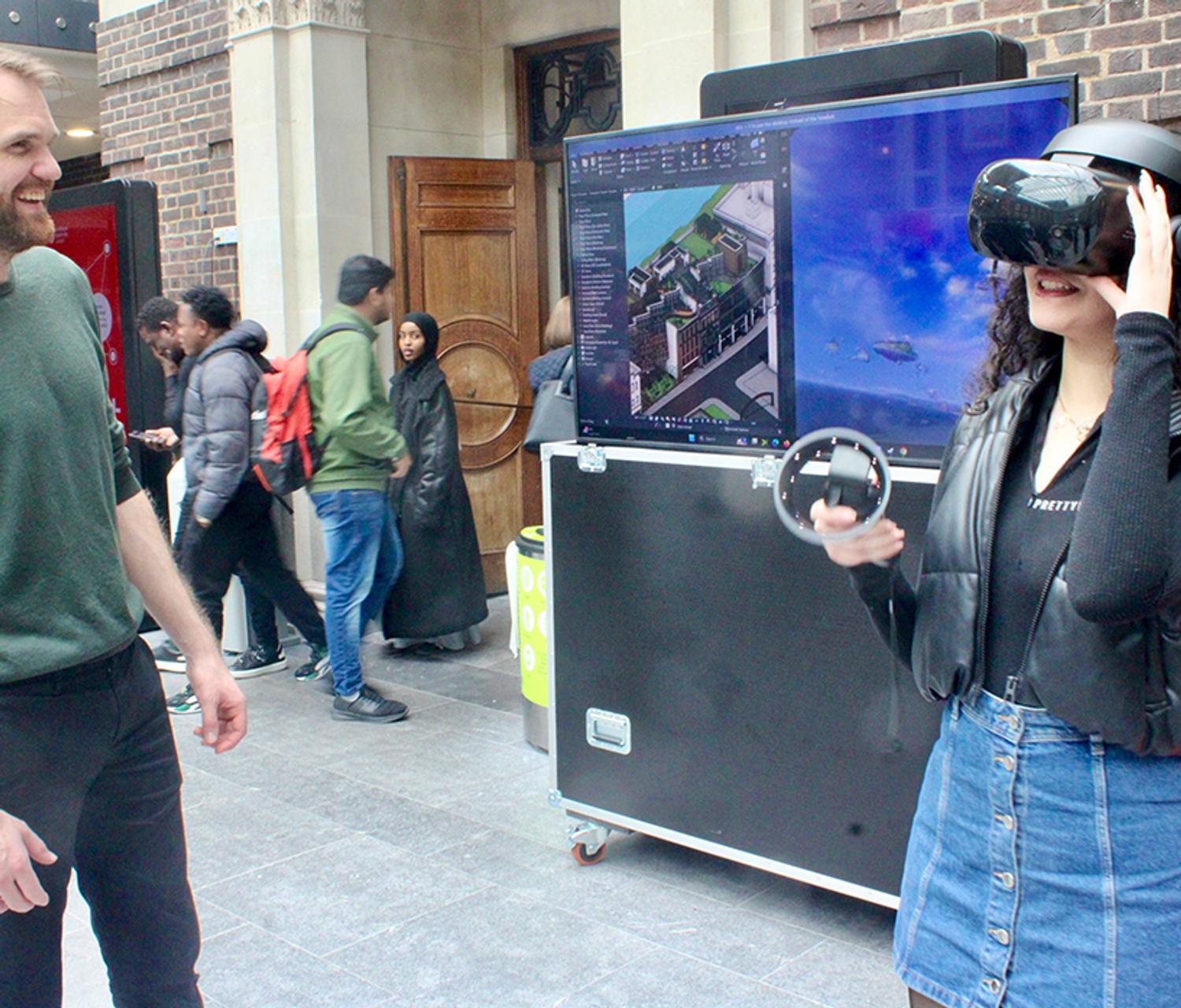 Student explores virtual building