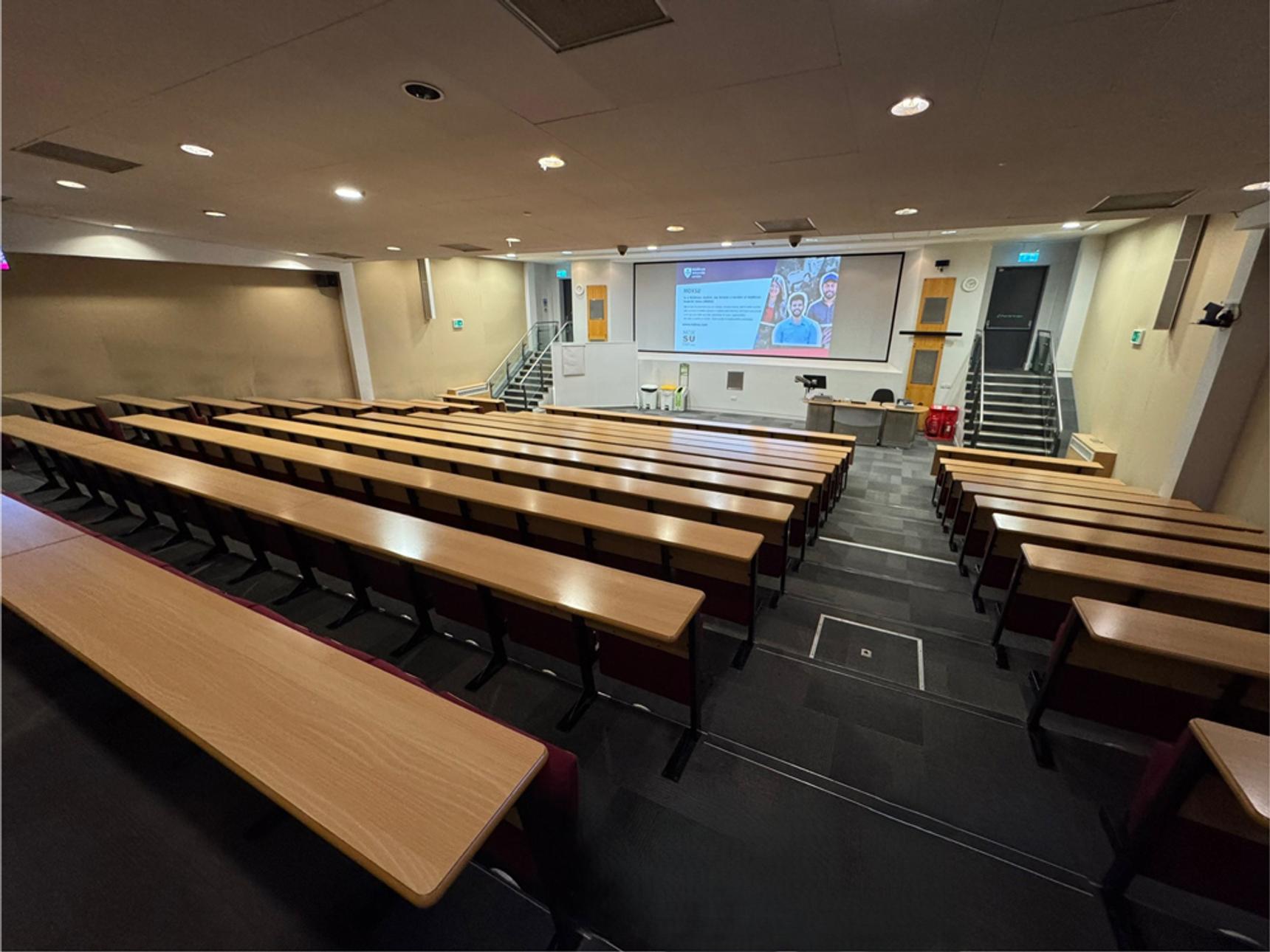 An empty lecture theatre in Middlesex University
