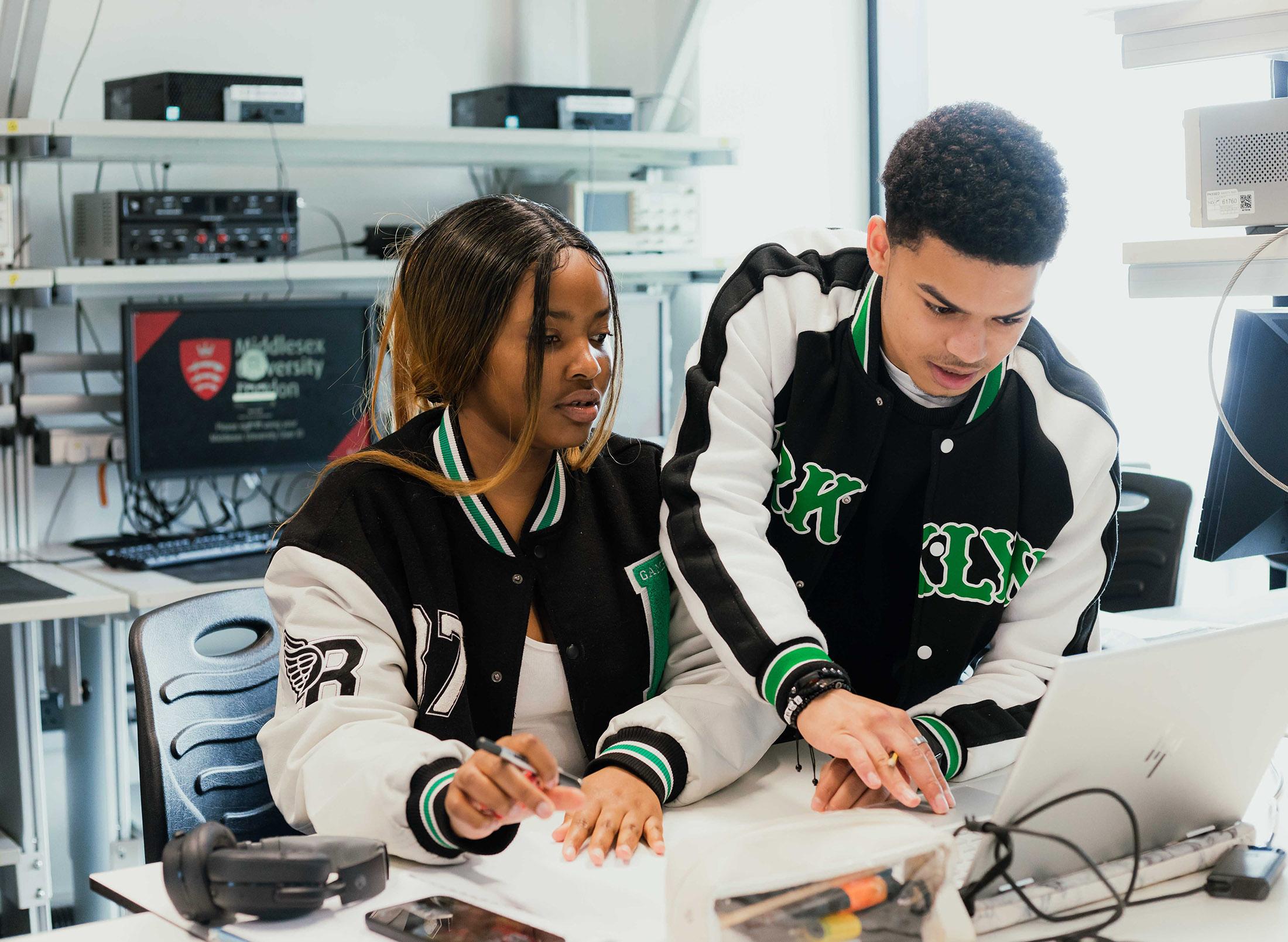 Two students in the engineering department