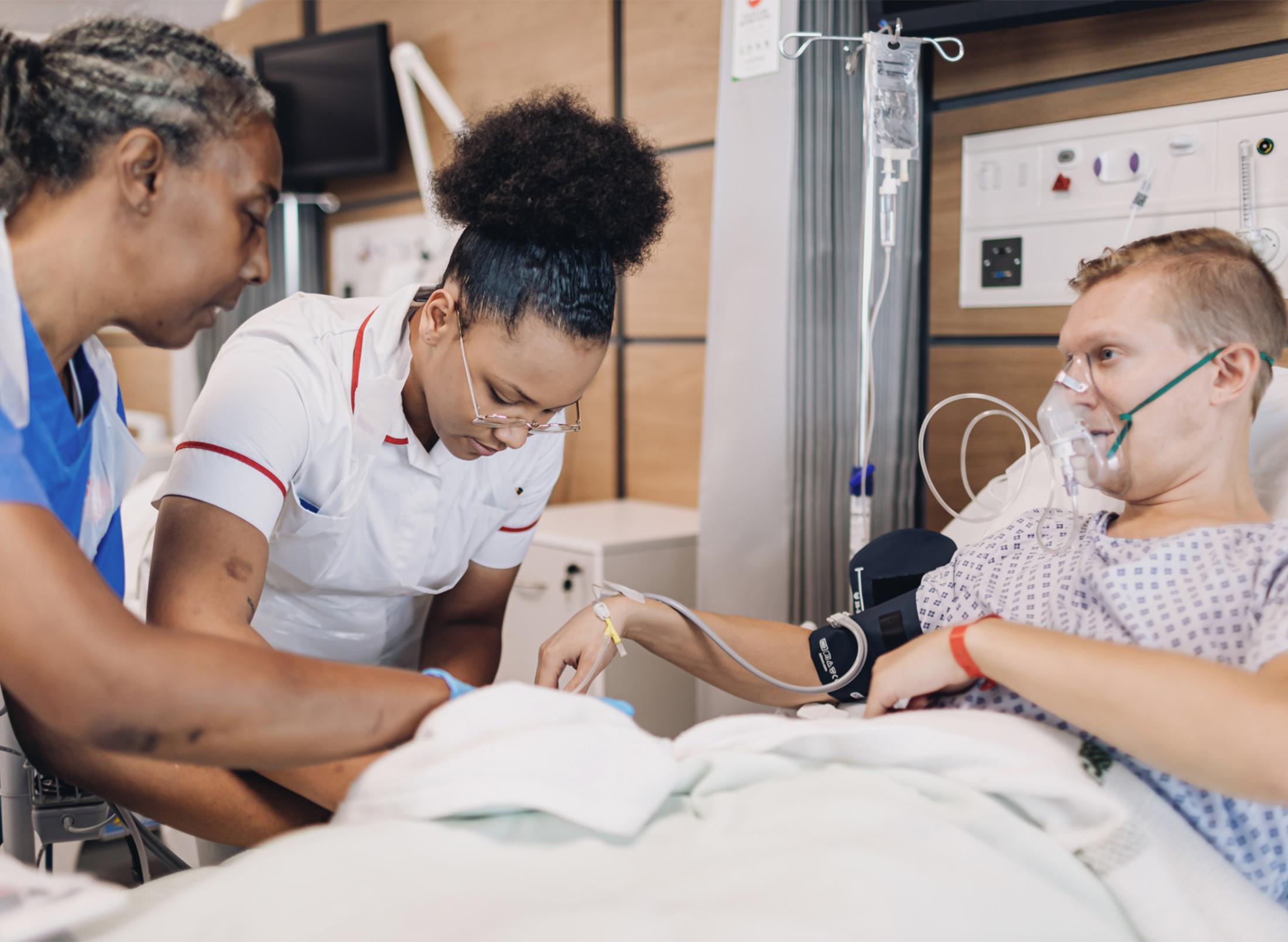 A patient being nursed