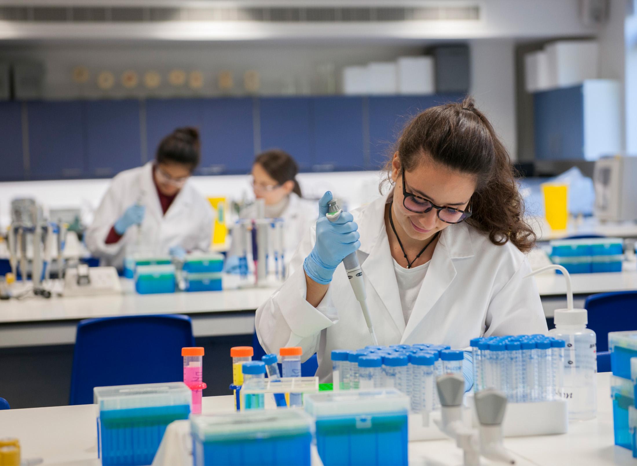 Students working in a lab