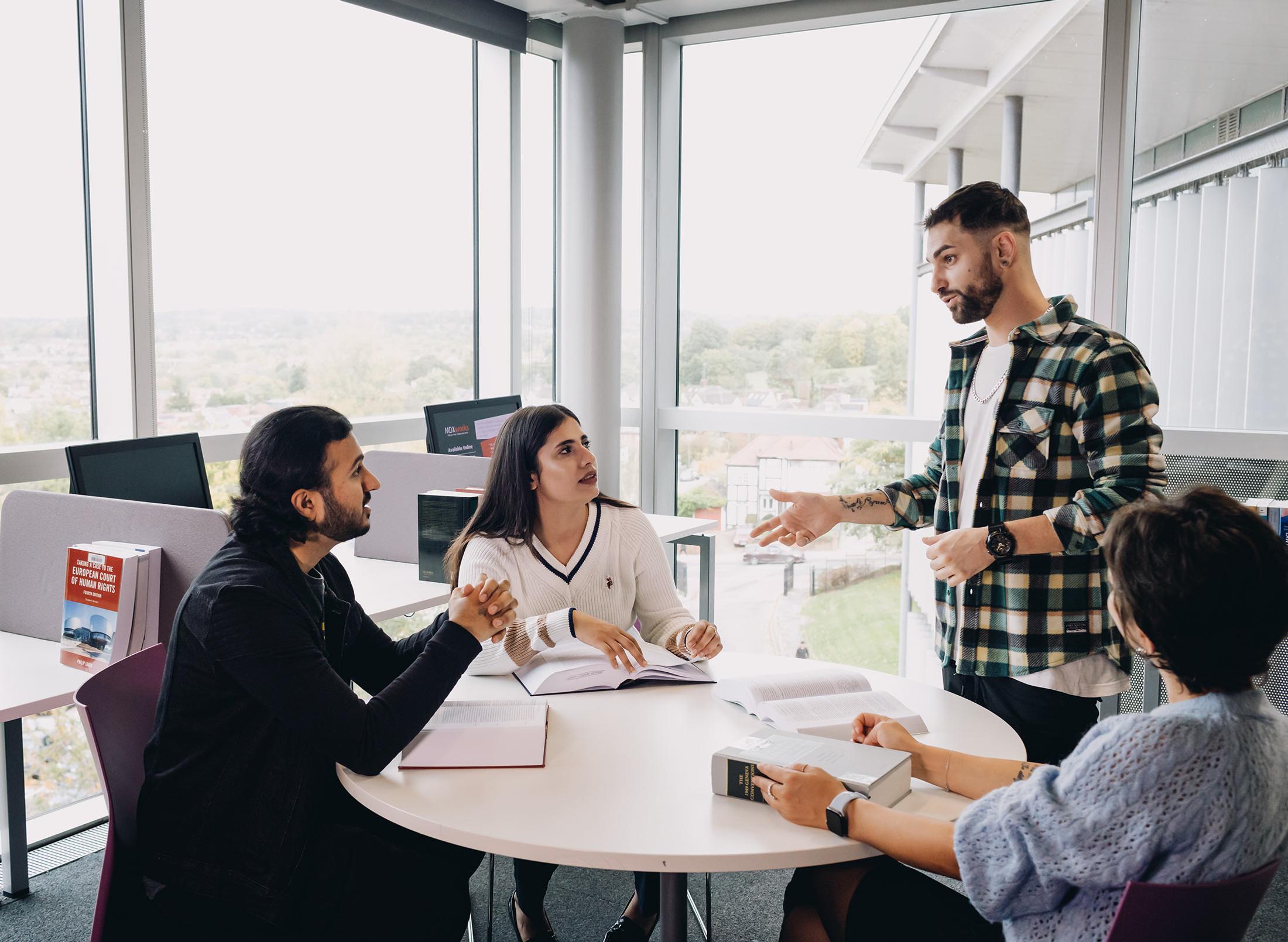 Criminology students in round table discussion