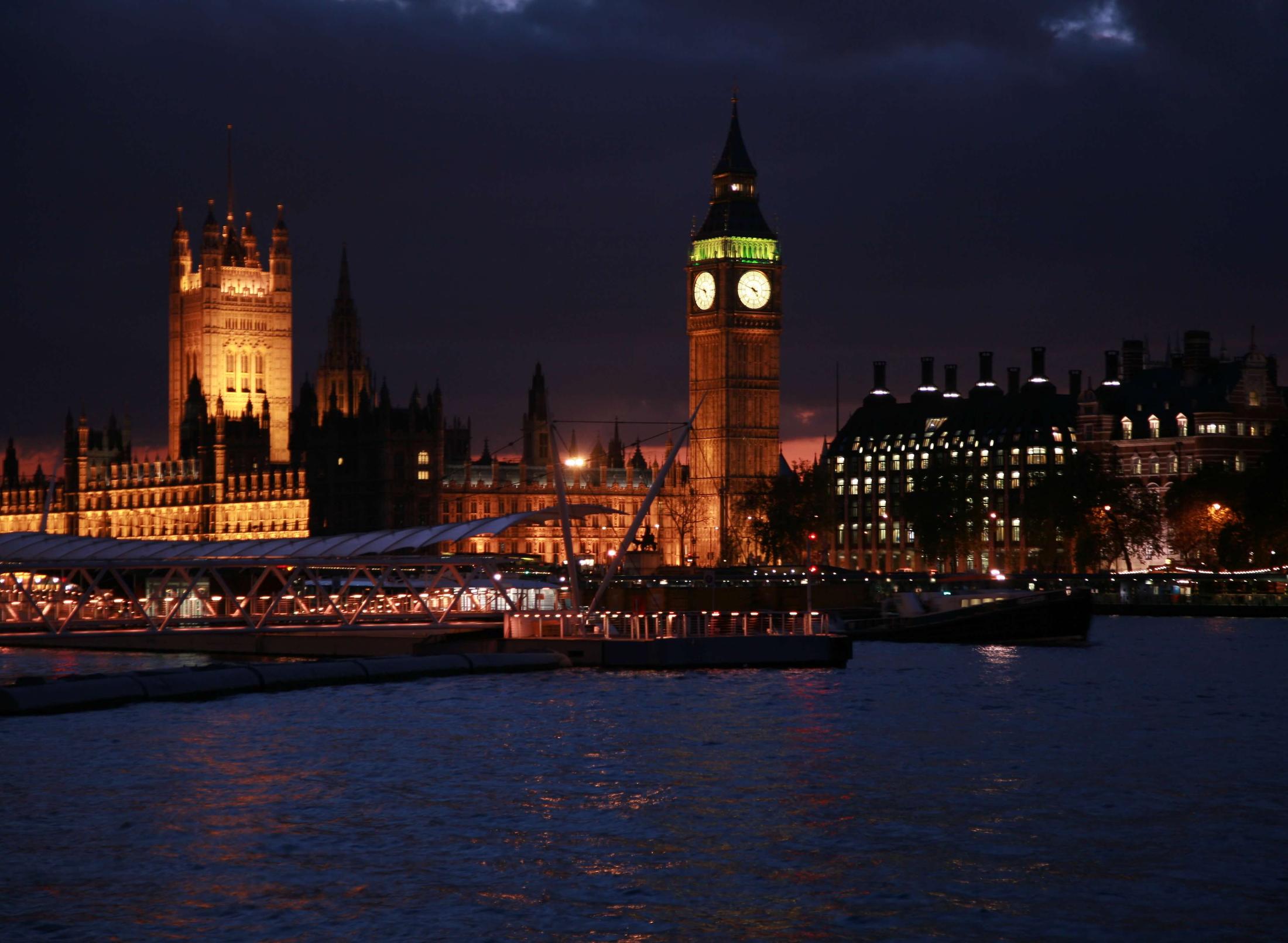 Night scene of London with Big Ben