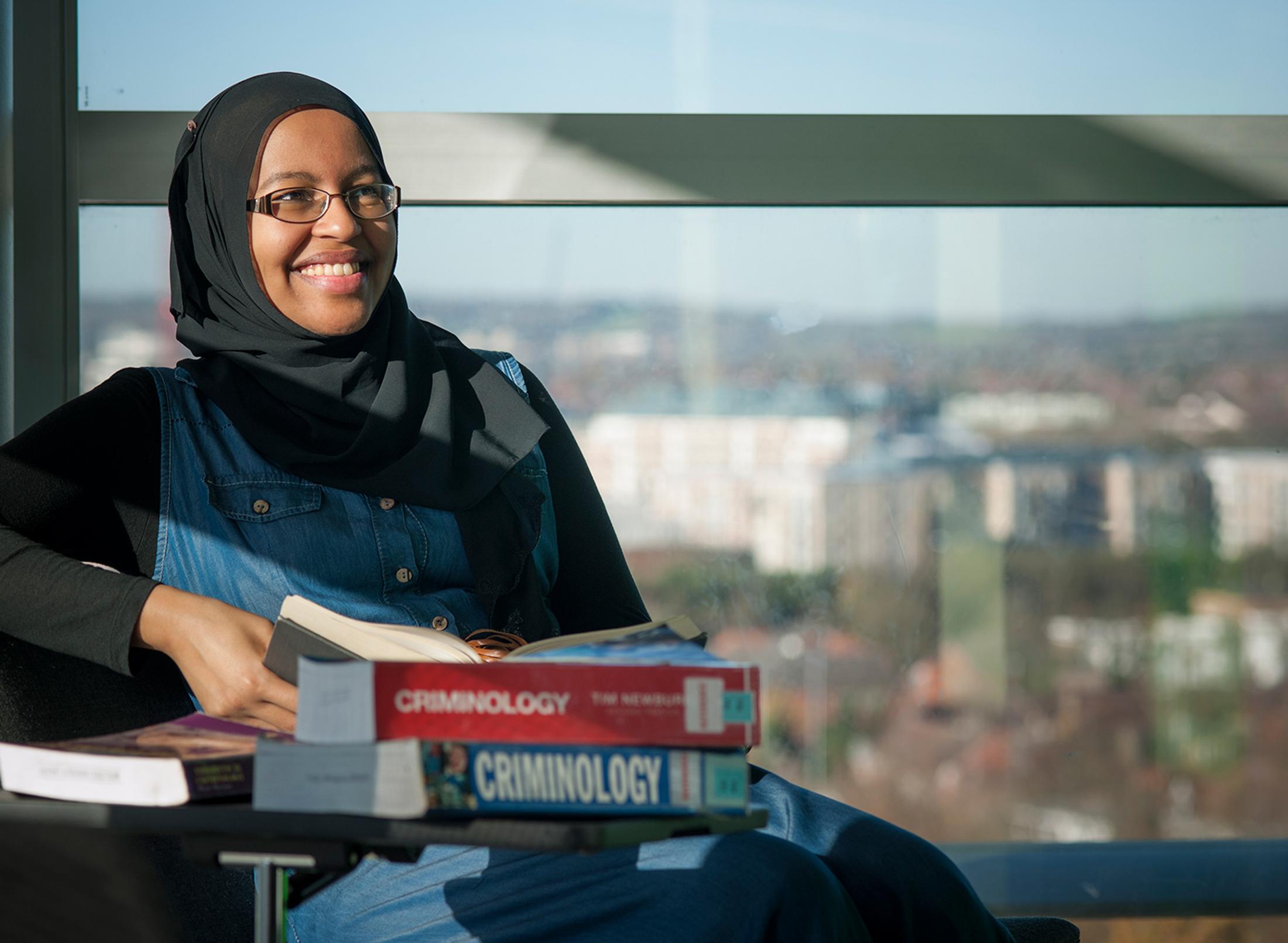 Criminology student smiling