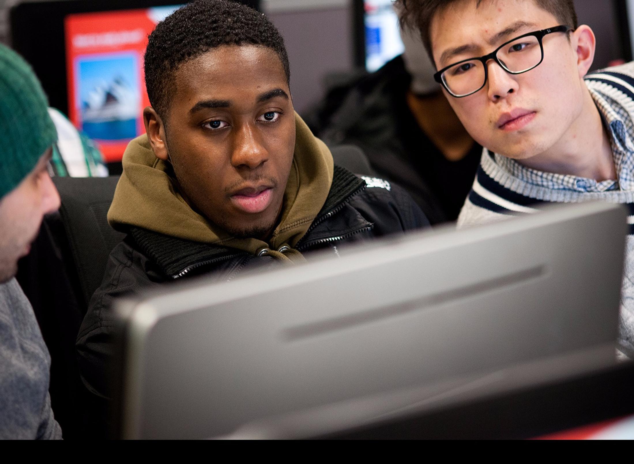 Students looking at a screen