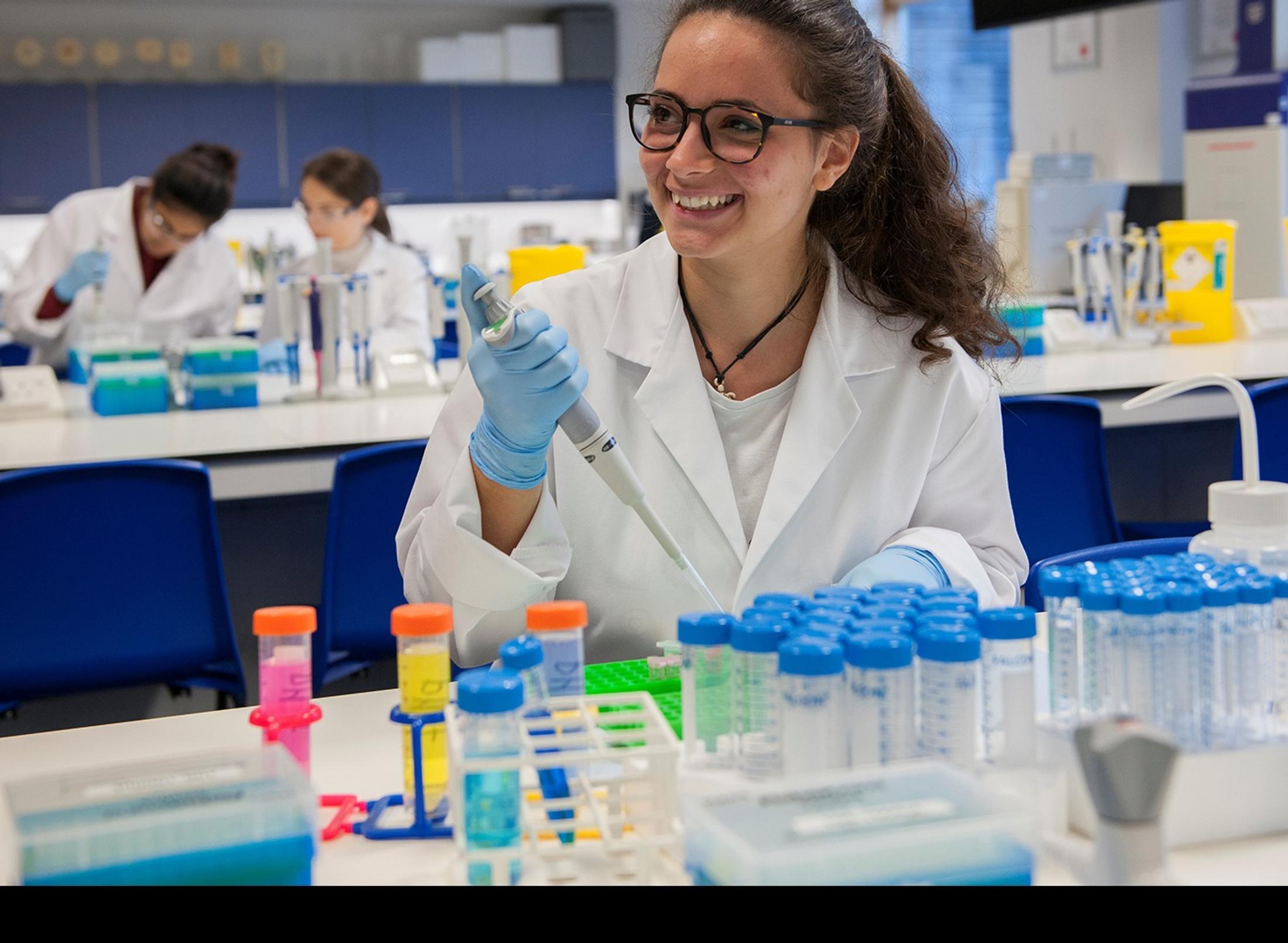 A student in the lab