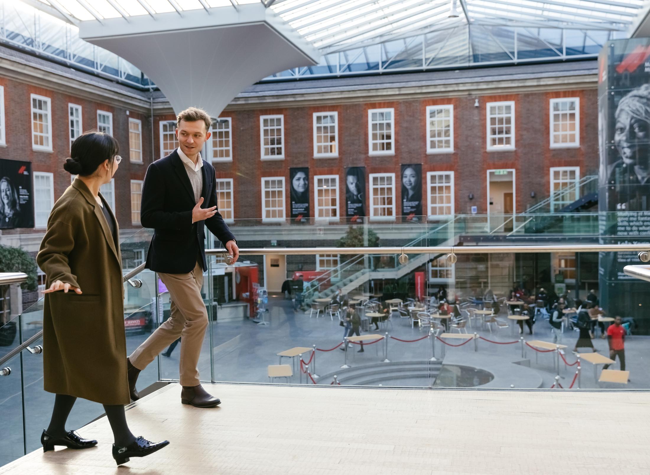 Students taking a walk around the campus