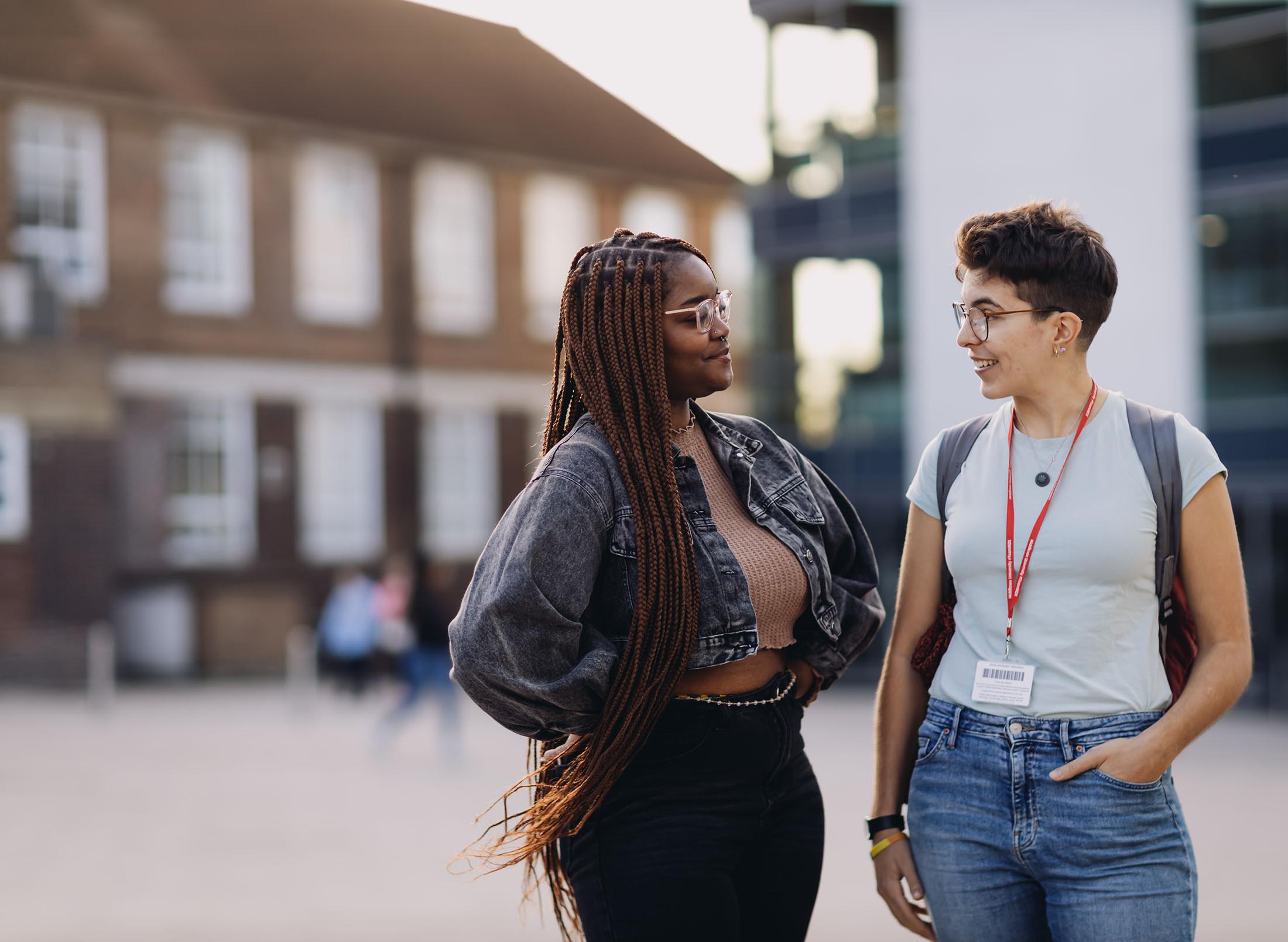 two students talking