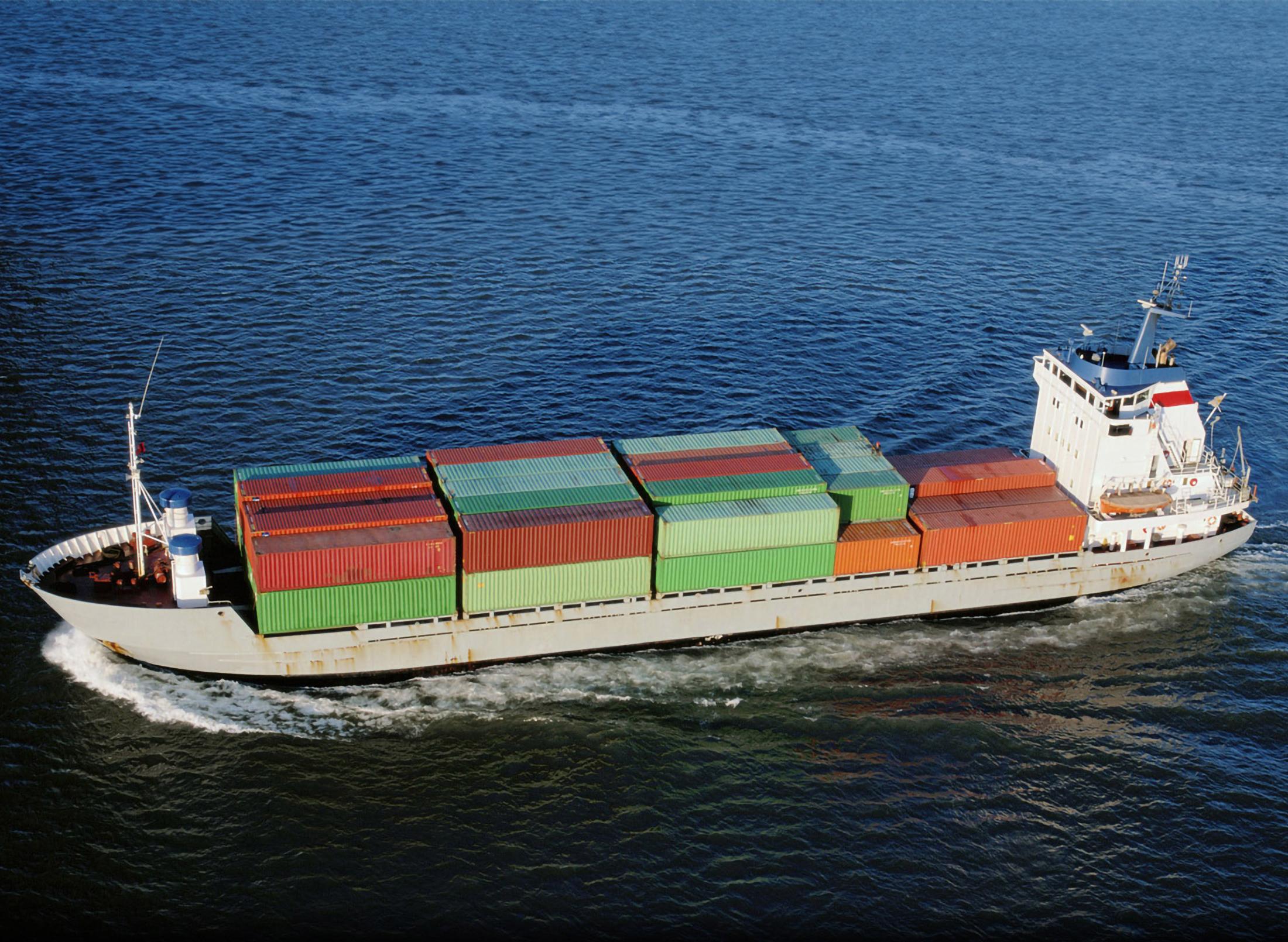 long container ship at sea