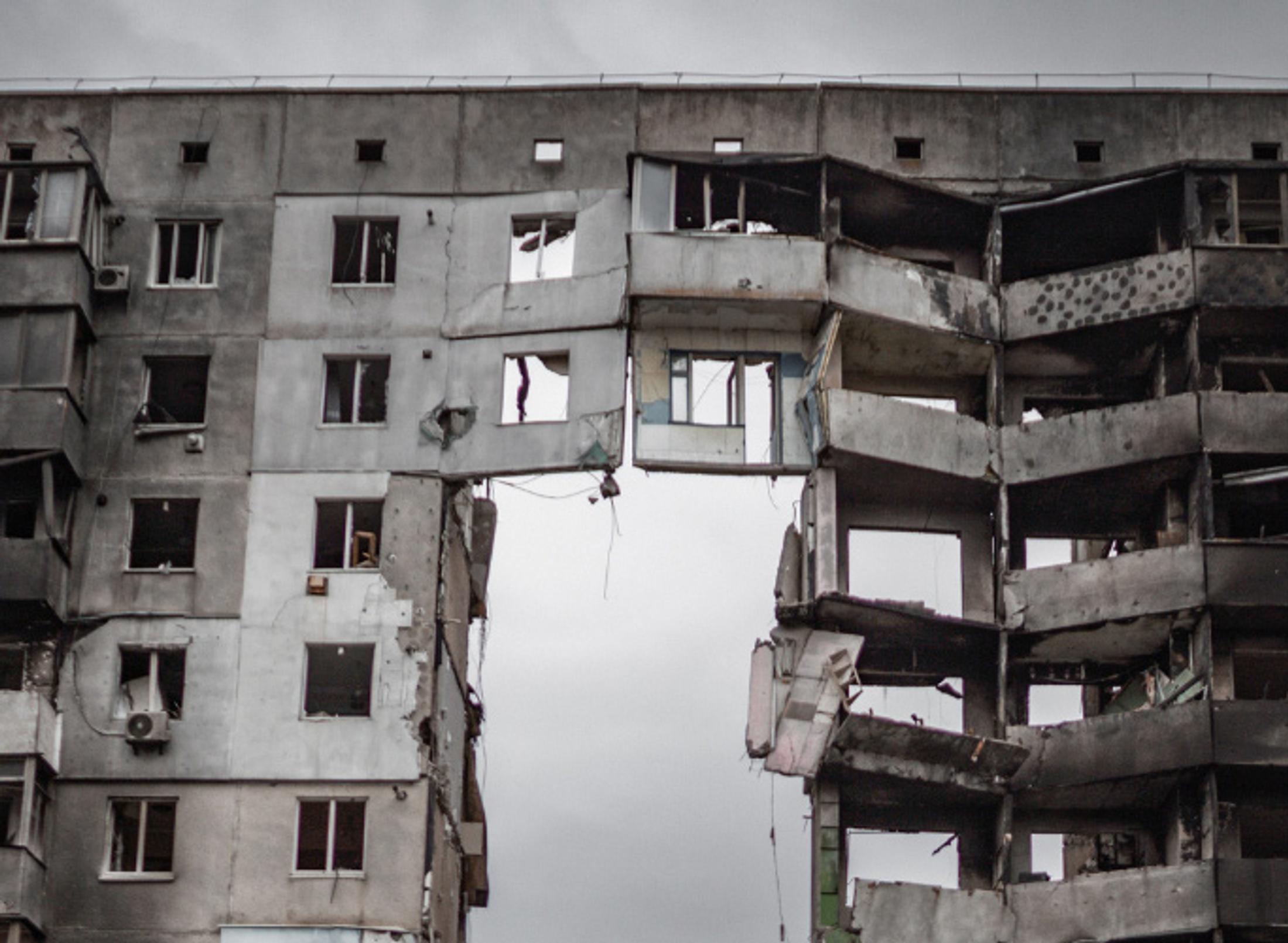 Ruins of buildings after bomb attack