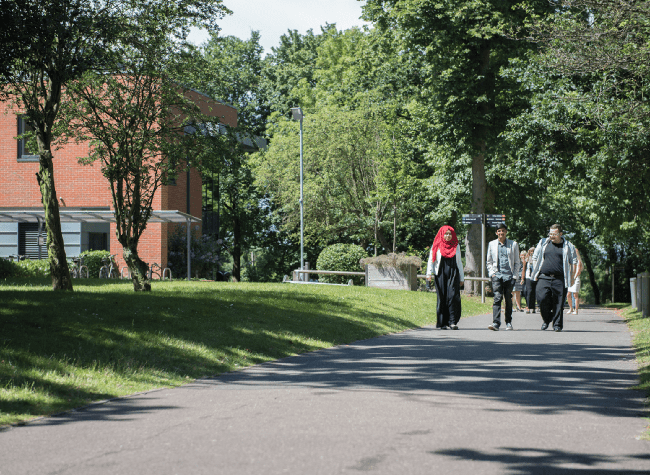 Mixed group of students on campus