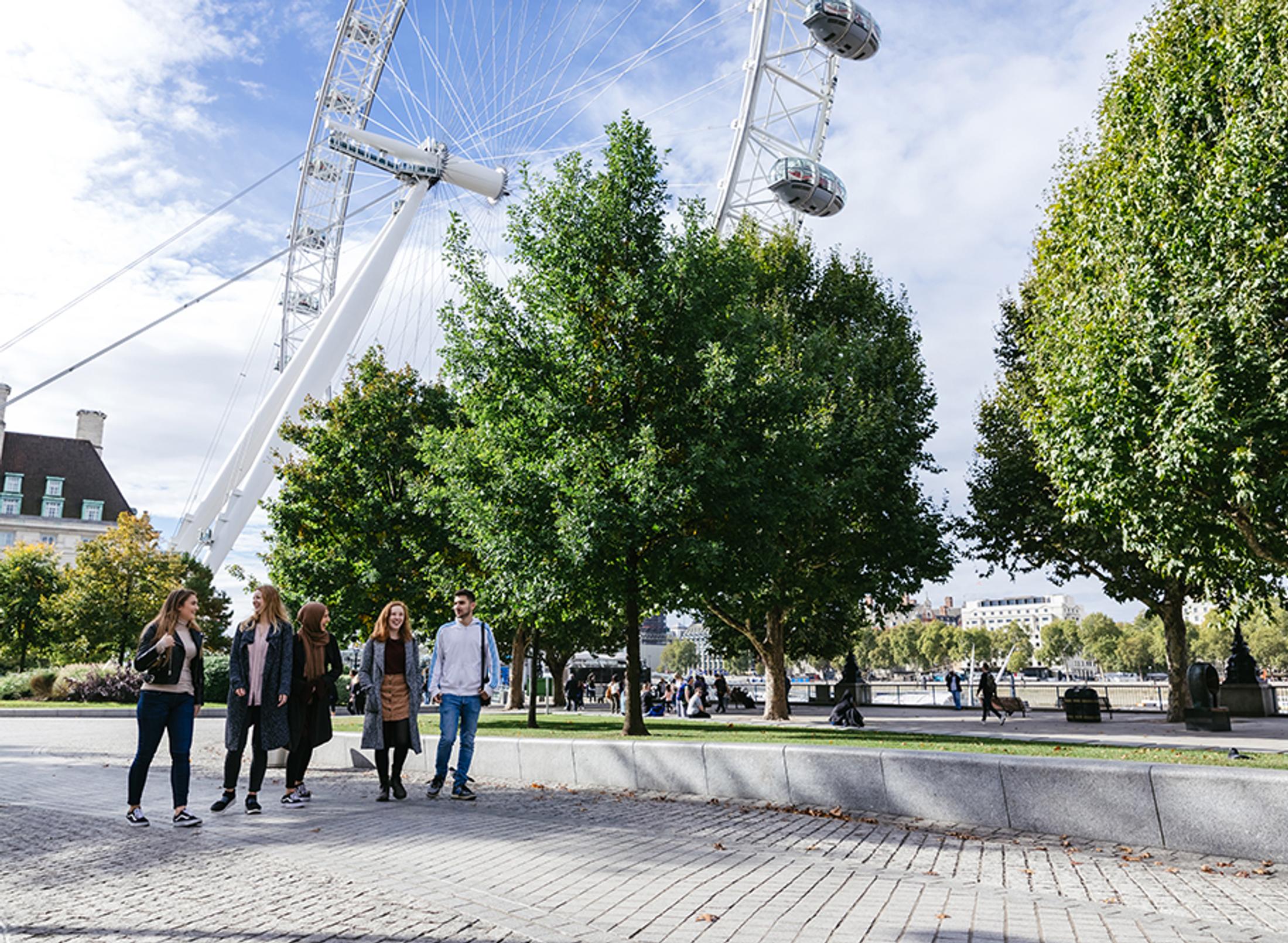 Students walking around Central London